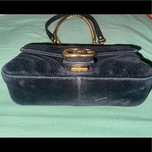 GUCCI Velvet Matelasse Small GG Marmont Shoulder Bag Black